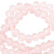 Faceted glass beads 4x3mm disc Crystal blush rose-pearl shine coating